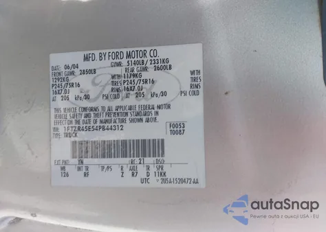 2004 Ford Ranger Edge/Tremor/Xlt z USA, uszkodzony, nr VIN 1FTZR45E54PB44312